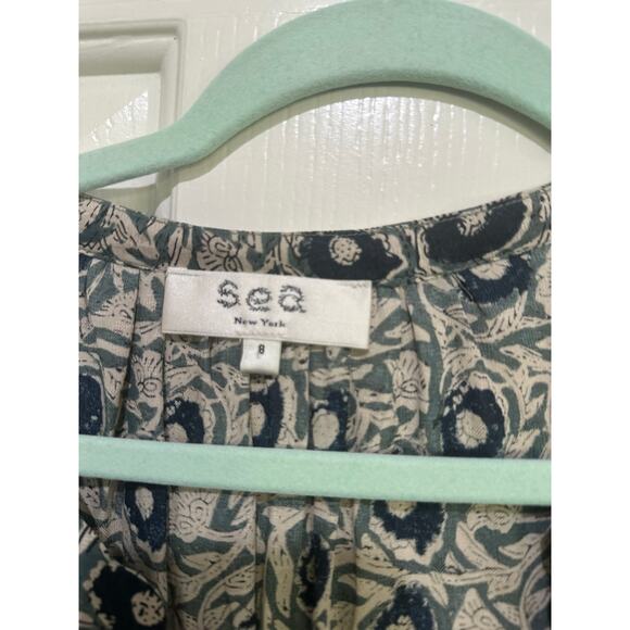 Sea New York Women's Green Floral Print Crew Neck Blouse Top Size 8 - Picture 4 of 10
